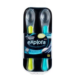 قاشق دو عددی سیلیکونی سبز آبی تامی تیپی Tommee Tippee