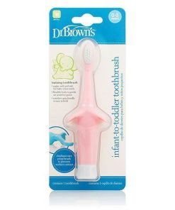 مسواک آموزشی دکتر براون (Dr browns) طرح فیل 0 تا 3 سال صورتی