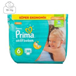 پوشک پریما سایز ۶ بسته 38 عددی