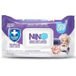 دستمال مرطوب مخصوص بزرگسالان نینو NINO بسته 70 عددی