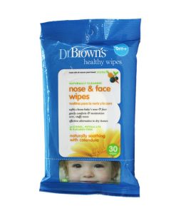 دستمال مرطوب پاک کننده صورت و بینی کودک دکتر براون (Dr browns) 30 عددی