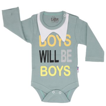 بادی پسرانه آستین بلند لایت طرح BOYS WILL BE