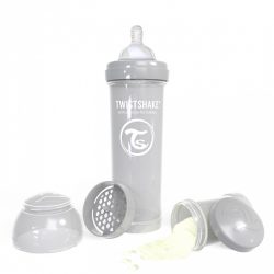 شیشه شیر ضد نفخ 330 میل تویست شیک TWIST SHAKE طوسی