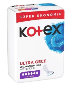 نوار بهداشتی ترک بالدار Kotex قدرت جذب بالا مخصوص شب 16 عددی