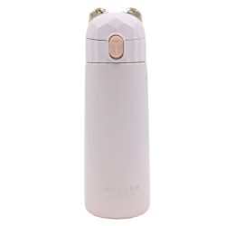 فلاسک استیل Woome طرح خرس کد F-059 حجم 350 میلی لیتر صورتی