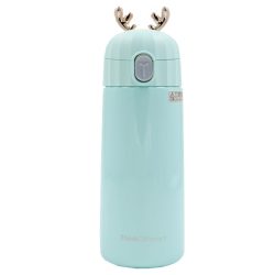 فلاسک استیل Woome طرح گوزن کد F-1078 حجم 350 میلی لیتر سبزآبی