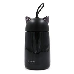 فلاسک استیل Woome طرح گربه کد W-1121 حجم 350 میلی لیتر مشکی