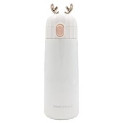 فلاسک استیل Woome طرح گوزن کد F-1078 حجم 350 میلی لیتر سفید