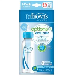شیشه شیر طلقی +Options دکتر براون (Dr browns) 250 میل 2 عددی آبی