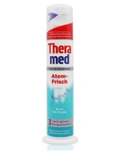 خمیر دندان پمپی حاوی فلوراید ترامد Theramed مدل Atem- Frisch حجم 100 میل