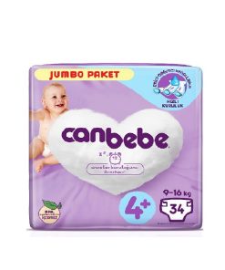 پوشک جان به به (Canbebe) سایز ۴+ بسته ۳۴ عددی یاسی