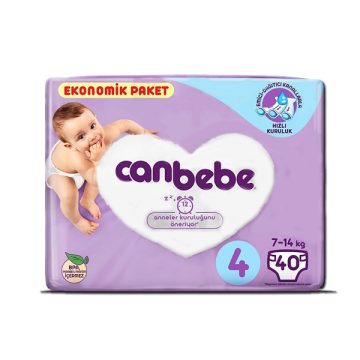 پوشک جان به به (Canbebe) سایز ۴ بسته ۴۰ عددی یاسی