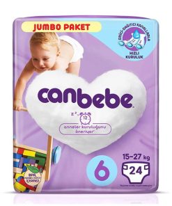 پوشک جان به به (Canbebe) سایز ۶ بسته ۲۴ عددی یاسی