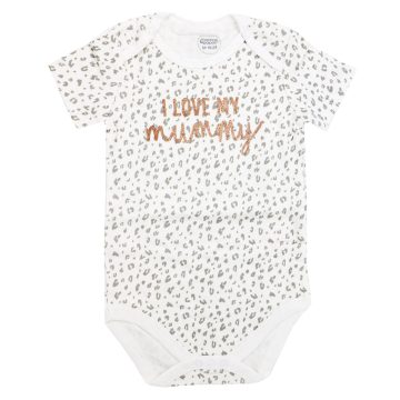 بادی دخترانه آستین کوتاه mamas & papas طرح Love Mommy سفید