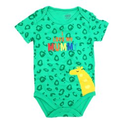 بادی اسپرت آستین کوتاه mamas & papas طرح Love Mommy سبز