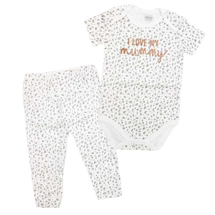 بادی دخترانه آستین کوتاه mamas & papas طرح Love Mommy سفید - تصویر 3