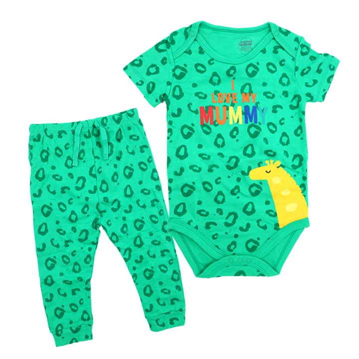 شلوار بند دار اسپرت mamas & papas طرح Love Mommy سبز - تصویر 3