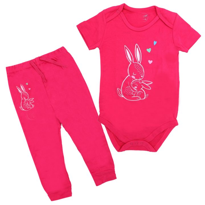 شلوار بند دار دخترانه mamas & papas طرح Rabbit & heart - تصویر 3