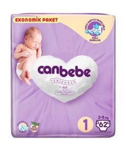 پوشک جان به به (Canbebe) سایز ۱ بسته ۶۲ عددی یاسی