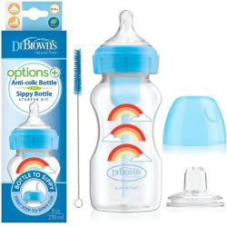 شیشه شیر 2 کاره +Options دکتر براون (Dr browns) 270 میل آبی