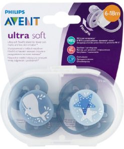 پستانک فیلیپس اونت (Philips Avent) ultrasoft طرح نهنگ 6 تا 18 ماه