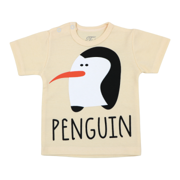  تی شرت اسپرت آستین کوتاه Tida طرح PENGU کرم