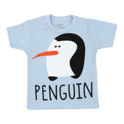  تی شرت اسپرت آستین کوتاه Tida طرح PENGU آبی