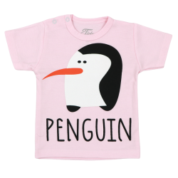  تی شرت اسپرت آستین کوتاه Tida طرح PENGU صورتی