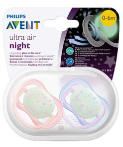 پستانک ارتودنسی شبرنگ فیلیپس اونت (Philips Avent) مدل Ultra air طرح ستاره 0 تا 6 ماه