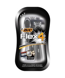 پک تیغ ژیلت 4 لبه Bic مدل Flex4 بسته 3 عددی