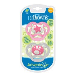 پستانک ارتودنسی دخترانه 2 عددی دکتر براون (Dr browns) مناسب 6 تا 18 ماه
