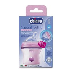 شیشه شیر چیکو chicco مدل Natural feeling رنگ صورتی ظرفیت 150 میلی لیتر