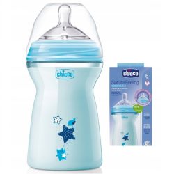شیشه شیر چیکو chicco مدل Natural feeling رنگ آبی ظرفیت 330 میلی لیتر