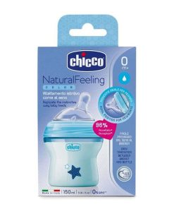 شیشه شیر چیکو chicco مدل Natural feeling رنگ آبی ظرفیت 150 میلی لیتر