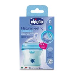 شیشه شیر چیکو chicco مدل Natural feeling رنگ آبی ظرفیت 150 میلی لیتر