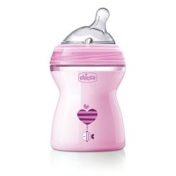 شیشه شیر چیکو chicco مدل Natural feeling رنگ صورتی ظرفیت 250 میلی لیتر