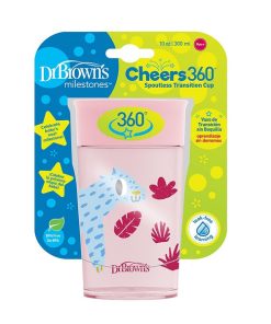 لیوان 360 درجه دکتربراون DrBrowns طرح دار صورتی حجم 300 میل