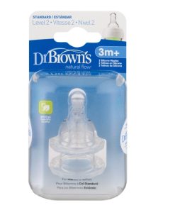 سرشیشه 2 عددی دکتر براون (Dr browns) +3 ماهگی مخصوص شیشه باریک