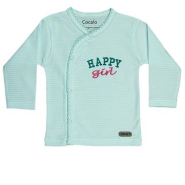 تی شرت آستین بلند جلو دکمه دار دخترانه کوکالو Cocalo مدل Happy girl