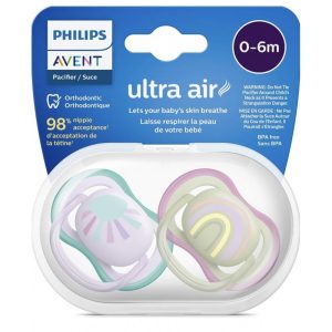 پستانک ارتودنسی فیلیپس اونت (Philips Avent) مدل Ultra air طرح رنگین کمان 0 تا 6 ماه