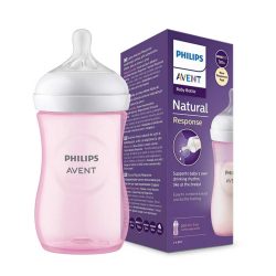 شیشه شیر طلقی Natural Response فیلیپس اونت PHILIPS AVENT صورتی حجم  260 میل ( نسل جدید )