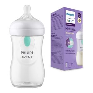 شیشه شیر طلقی نچرال ریسپانس 260 میل فیلیپس اونت PHILIPS AVENT همراه با دریچه هواه ( نسل جدید )