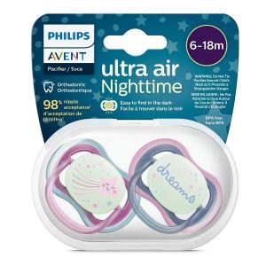 پستانک ارتودنسی ultra air شبرنگ فیلیپس اونت PhilipsAvent سایز ۶ تا ۱۸ ماه