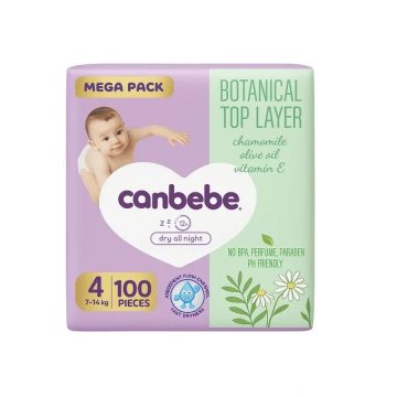 پوشک جان به به (Canbebe) سایز ۴ بسته 100 عددی یاسی