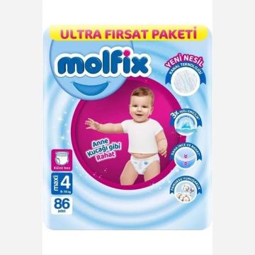 پوشک شورتی مولفیکس سایز ۴ بسته 86 عددی