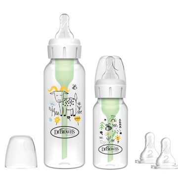 شیشه شیر طلقی 2 عددی باریک طرحدار 250 و 120میل دکتر براونز DR.BROWNS