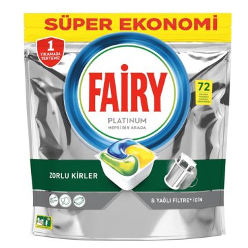 قرص ماشین ظرفشویی فیری (fairy) مدل پلاتینیوم بسته 72 عددی